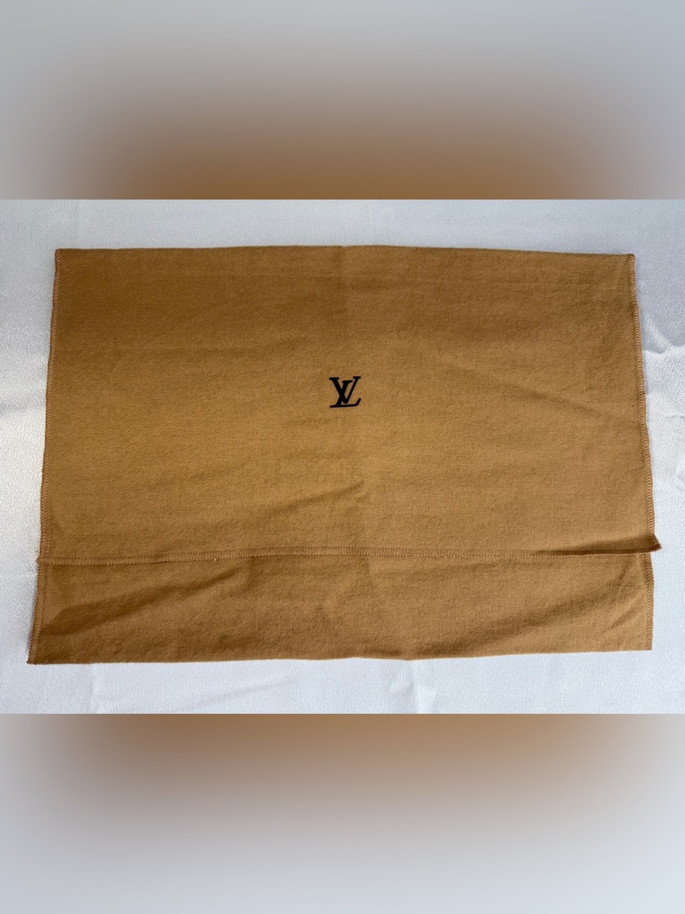 Louis Vuitton LV Brown Camel Envelope -style Dust Bag w/ the classic black LV